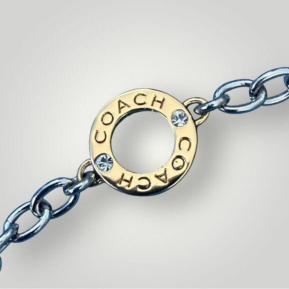 NWOT Coach Mixed Metals Rondell Necklace Silver Gold - Picture 4 of 7